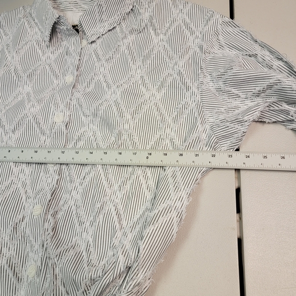 Kathy Ireland Fashion 360 Angelina Belted Shacket Dress Size 2X Black Stripe - Picture 4 of 5